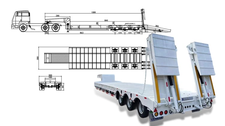几内亚出售40英尺半低平板拖车