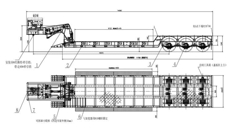 可拆卸鹅颈式拖车|坦桑尼亚出售的3轴鹅颈式拖车
