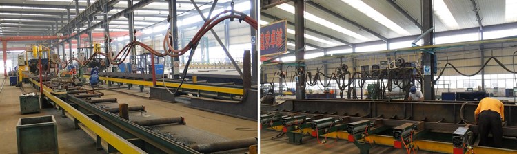 Submerged arc welding beams, beams fixed