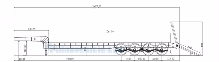 TITAN 4 axle lowbed semi trailer specification drawing